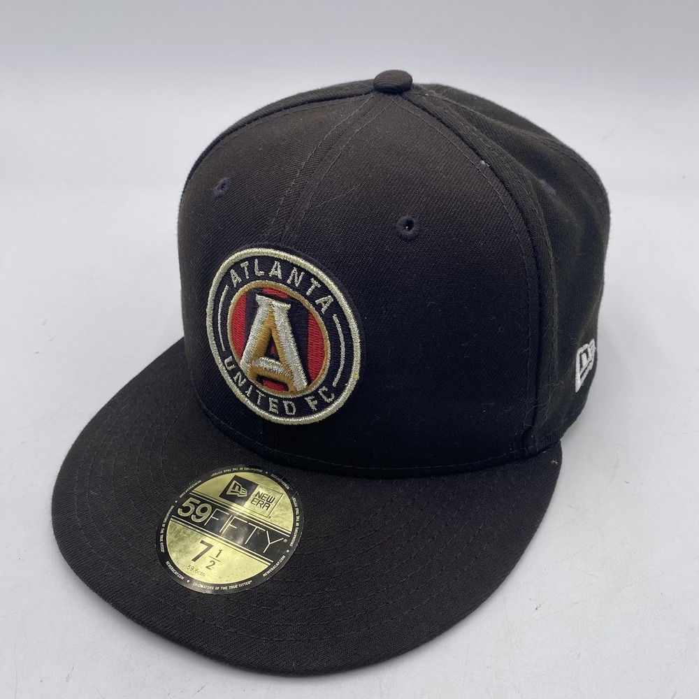 ATLANTA UNITED FC Hat‎ New Era 59Fifty Fitted Size 7 1/2 Black MLS VGC